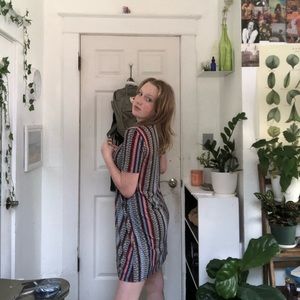 Mock Neck Pattern Dress